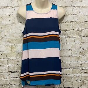 NWT Daniel Rainn Blue Striped Sheer Tank Top